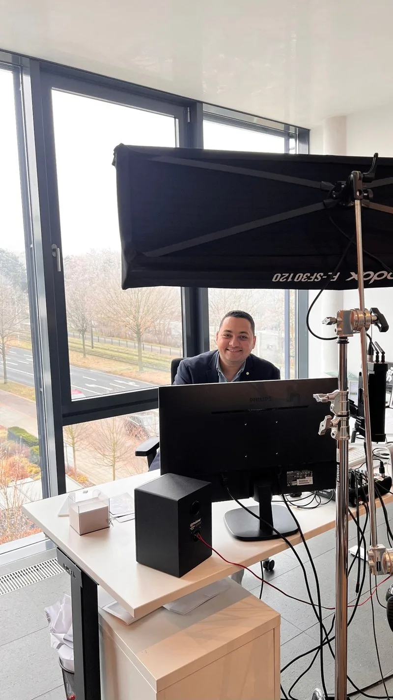 Ahmed Essam at his desk